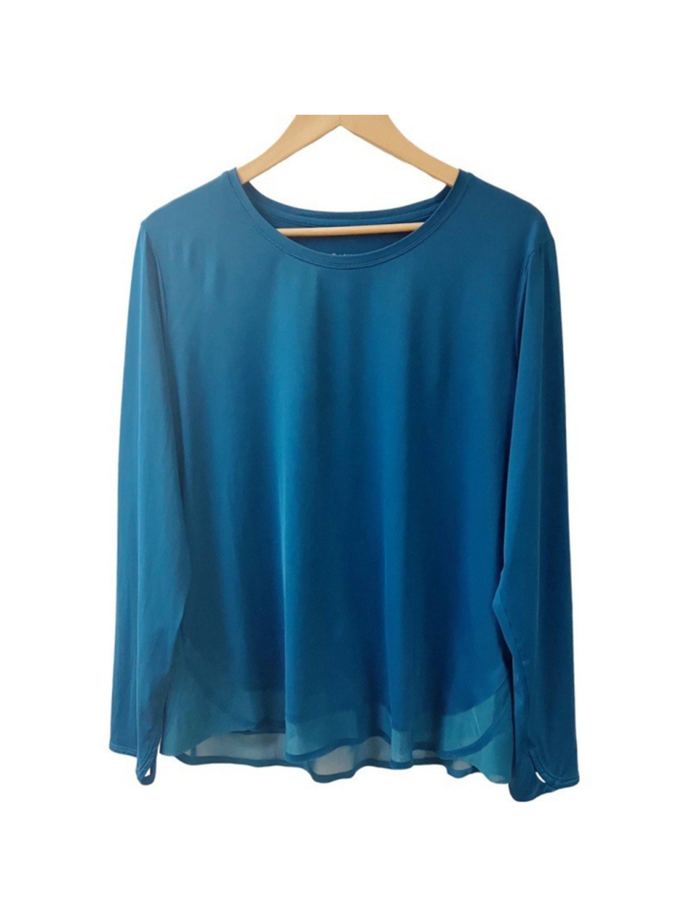 ATHLETA Womens Activewear Top Yoga Pilates Thumb Hole Long Sleeve X-LARGE Teal